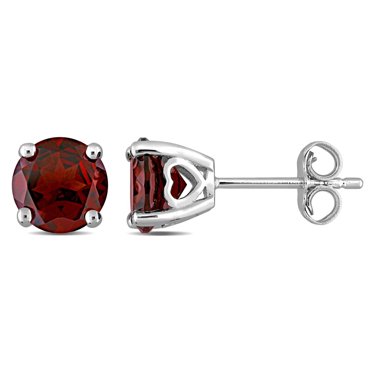 Clous d’oreille Solitaire Miabella avec 3 1/5 Carat PBT d'Grenat en Argent Sterling