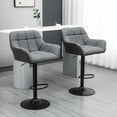 thumbnail image 2 of HOMCOM Adjustable Bar Stools Set of 2, Swivel Tufted Fabric Barstools, 2 of 10