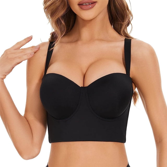 MIASHUI Bras for Women Low Back Strapless Bra Push Up Bra