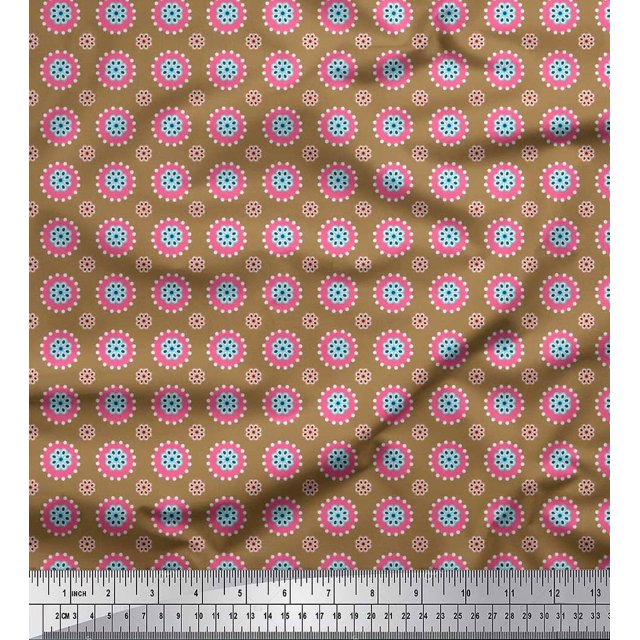 Soimoi Rayon Fabric Flower Artistic Decor Fabric Printed Yard 56 Inch Wide