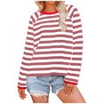 thumbnail image 1 of Timegard Fall Tops for Women 2024 Crewneck Striped Drop Shoulder Loose Blouse Comfy Long Sleeve Tops, 1 of 5