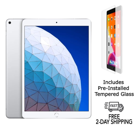 iPad Air 3 Apple Remis à Neuf avec Verre Trempé Préinstallé (Wi‐Fi) 64 Go Argent (Grade A)