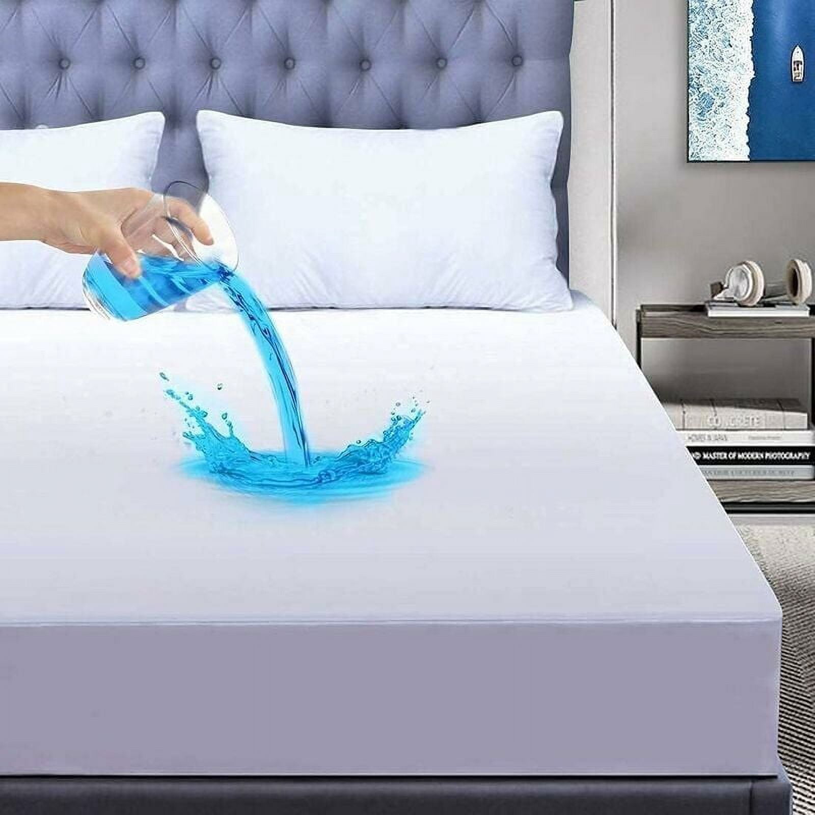 Mattress Protector 140x200cm Waterproof Mattress Protector Cover Storage Bamboo Fiber, Breathable Mattress Pad, Hypoallergenic, Anti Mite, Anti Bacterial, Ultra Soft