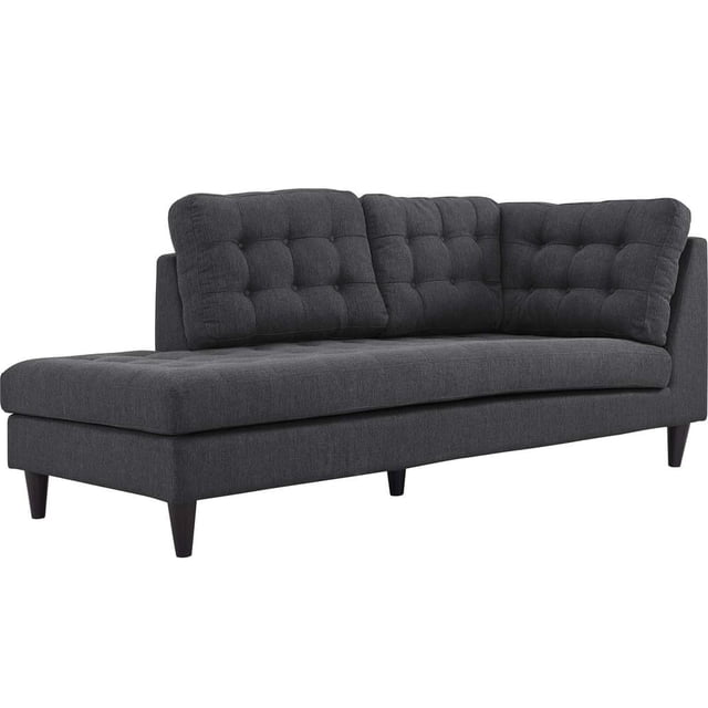 Modway Empress Upholstered Polyester Fabric Left Facing Chaise in Gray