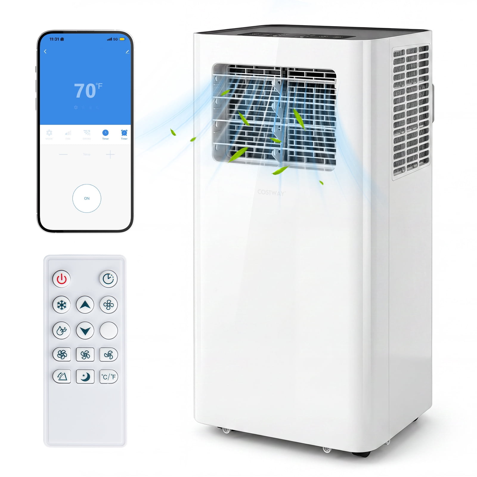 Costway 14000 BTU Portable Air Conditioner with WiFi APP/Remote Control, Sleep Mode
