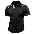 thumbnail image 4 of Styesk T Shirts for Man Fashion Solid Color Leisure Versatile Motion Button T-shirt Lapel Top, 4 of 5