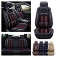 thumbnail image 3 of Maidao Car Seat Covers Leather Set Universal for Honda for Ridgeline 2006-Present 5 Seats Waterproof Front Rear Cushion Protector with Pillow and Headrest Black, 3 of 6