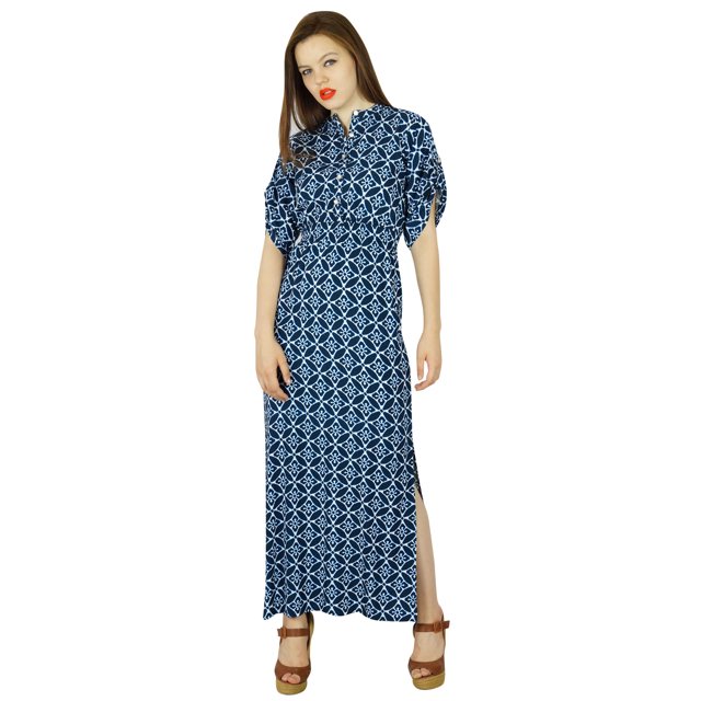 Bimba Robe Longue Maxi de Jour pour Femmes en Rayonne avec Fente Latérale Vêtements d'Été