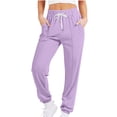 thumbnail image 1 of Posijego Women's Running Jogger Drawstring Elastic Waist Sweat Pants Solid Color Casual Athletic Pants, 1 of 5