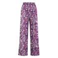 thumbnail image 4 of Pants for Women, Womens Fashionable Striped Printed Drawstring Wide Leg Pants, 4 of 5