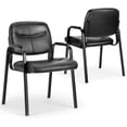 thumbnail image 1 of OLIXIS Guest Reception Desk Chairs without Wheels Set of 2 PU Leather Padded Arms, for Office, Waiting Room, Restaurant, Library, Barber Store, Clinic, Lobby Black-2 Pack, 1 of 7