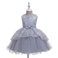 thumbnail image 5 of B91xZ Robe à Manches Courtes pour Fille, Imprimée, Décontractée, Soirée, pour Enfants, Gris 18-24 Mois, 5 of 5