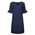 thumbnail image 5 of EGNMCR Robes de Fête pour Femmes Été Robe Unie à Col en V en Mousseline à Pois à Manches Courtes à Col en V pour Femmes, 5 of 5