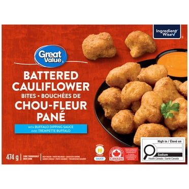 Bouchées de chou-fleur pané avec trempette Buffalo Great Value 474 g
