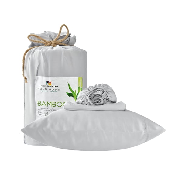 New Season Naturally Yours Bamboo Sheets Queen Set - 100% Rayon from OEKO-TEX Certified Bamboo Fibre, Hypoallergenic & All-Weather, Includes Flat Sheet, Fitted Sheet, 2 Standard/Queen Pillowcases.