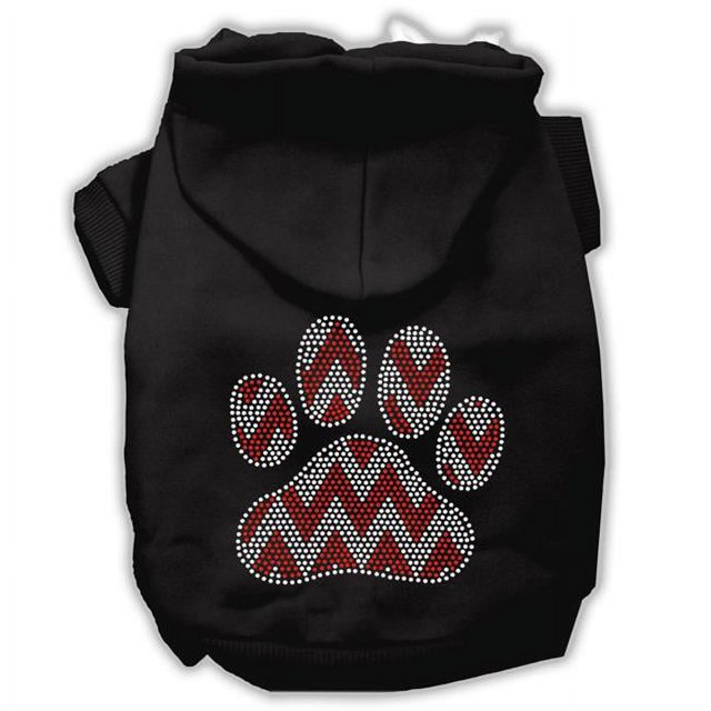 Candy Canne Chevron Patte Strass Chien Hoodie Noir L (14)