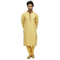 thumbnail image 2 of Atasi Kurta Pyjama en Dupion Beige Classique pour Homme Tenue de Fête Chemise de Designer-m, 2 of 7