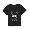 thumbnail image 1 of MIASHUI T-Shirt à Manches Courtes pour Tout-Petits, Imprimé Lapin de Pâques, Noir, 3-4 Ans, 1 of 3
