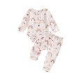 thumbnail image 1 of Gupgi Baby Reindeer Outfit Fall Rainbow Print Long Sleeve Romper Long Pants 2 Pcs Set, 1 of 9