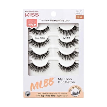 KISS My Lash But Better - Faux cils sur bande - multiemballage de 4 paires - Bare Affair