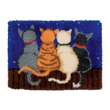 Cute Latch Hook Kits with Colored-Coded Canvas, Helps Your Convenient And Easier for Embroidery Sewing , Cat, 52x38cm