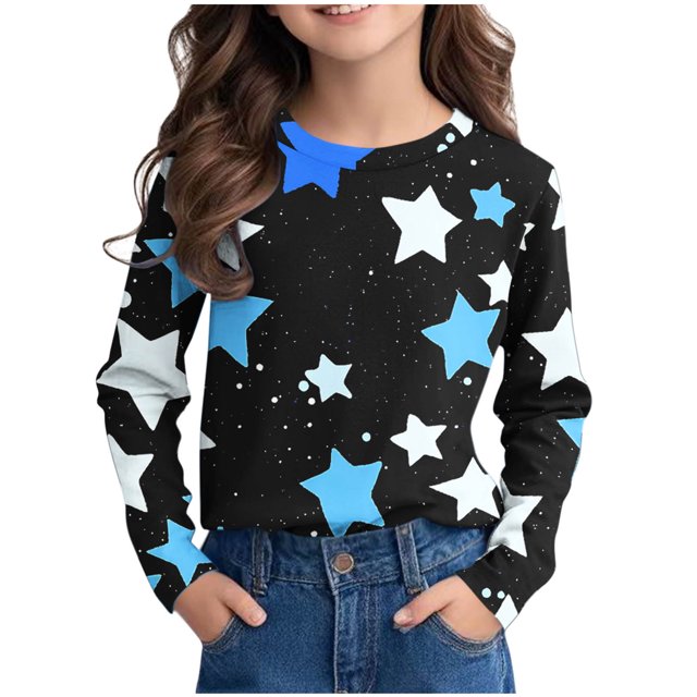 Posijego T-Shirts Graphiques à Manches Longues pour Tout-Petits Garçons Filles, Mignons, Col Ras du Cou, T-Shirts Basiques, Hauts, Chandail de Printemps pour Enfants