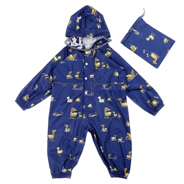 MIASHUI Kids Toddler Rain Suit Waterproof Coverall One Piece Jumpsuit Rain Pants,Blue,8-9 Years