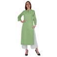 thumbnail image 1 of Bimba Kurta Droite Unie Ethnique Indienne pour Femmes à Col Mandarin avec Encolure Plissée en Coton, 1 of 7