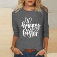 thumbnail image 2 of Dvkptbk Chemises pour Femmes Habillées Décontractées 2024 Joyeuses Pâques Hauts Graphiques Mode Décontractée Col Rond Manches Trois-Quarts T-Shirt Haut, 2 of 3