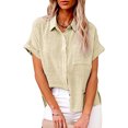 thumbnail image 2 of Birdeem Womens Tops Fashion Solid Button Shirt Female V-Neck Loose T-Shirt Blouse Tops, 2 of 8