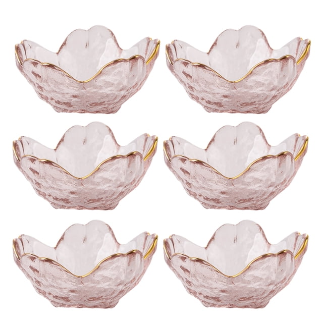MasteelfCA 6pcs Glass Fruit Plate Glass Salad Bowl Flower Design Jewelry Tray Storage Tray