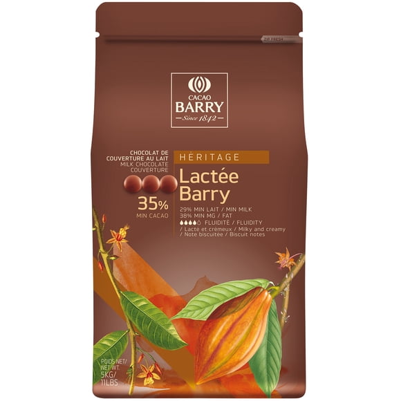 Cacao Barry Heritage Lactée Barry Équilibre Pistoles au Chocolat au Lait 11 lb.