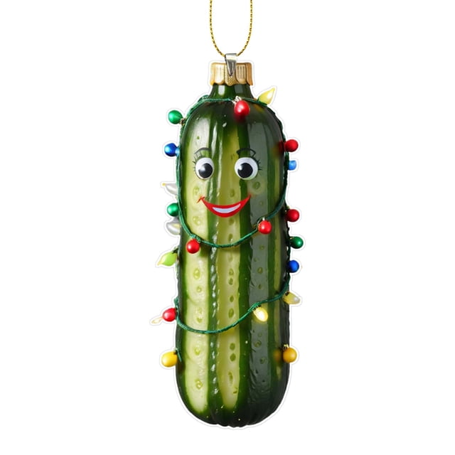 Amzcrzy Acrylic Cucumber Pendant Multi Functional Acrylic Decorative Christmas Tree Pendant Cute Mini Cucumber Christmas Pendant Holiday Decorations Hanging Decor Garden Decorations
