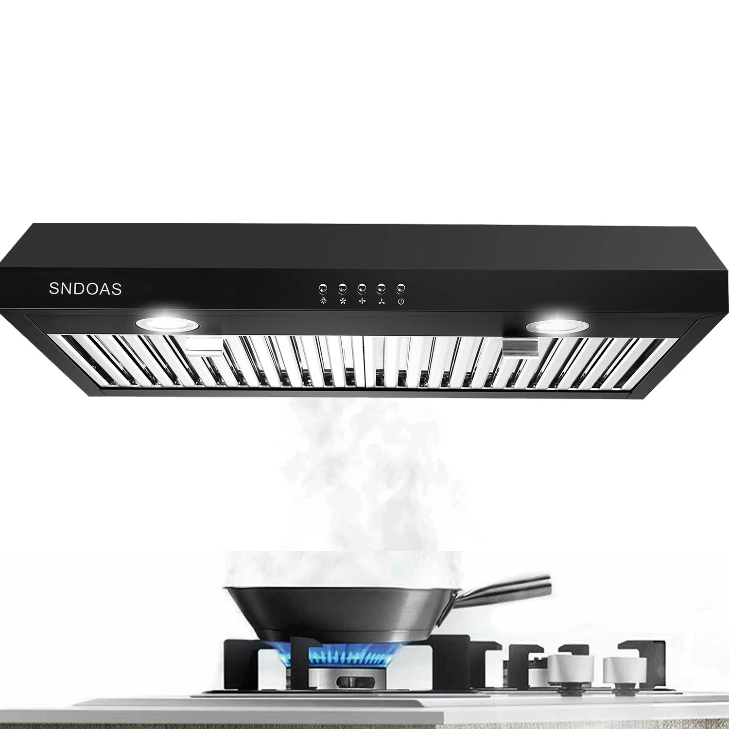 Under Cabinet Range Hood 30 inch,Black Range Hood with 430 Spray-Painted Stainless Steel,3-speed Fan & 700 CFM Kitchen Hood,Ducted/Ductless Range Hoods with 3-Venting,Baffle Filters