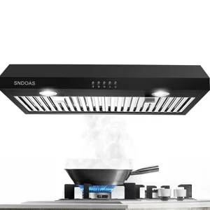 Under Hotte de portée Cabinet 30 de pouce, Hotte de portée noire avec 430 Acier inoxydable peint par pulvérisation,3-speed Ventilateur & 700 CFM Hotte de cuisine,Hottes de gamme avec 3-Venting,Filtres à baffles