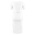 thumbnail image 4 of yoeyez Liquidation de Vêtements de Maternité Robe Grande Taille Femme Manches Courtes Col Rond Robe Simple Shower de Bébé Tenue Quotidienne Robe Soleil Robe Moulante Froncée Midi Robes Ajustées Blanc,TG, 4 of 6