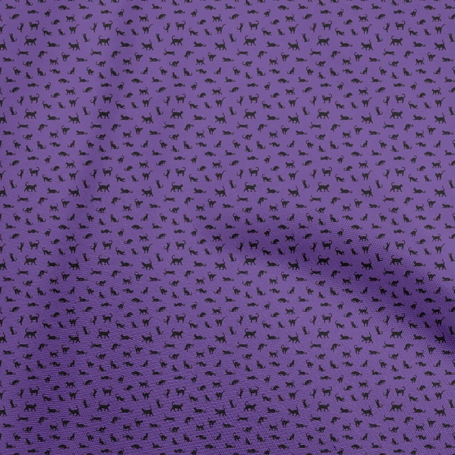 oneOone Silk Tabby Violet Fabric Cat Craft Projects Decor Fabric Printed By The Yard 42 Inch Wide