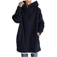 thumbnail image 2 of Meichang Womens Fall Winter Warm Zipper Open Fleece Hoodies Sweatshirt Long Jacket Drawstring Coat Jacket Tops Outwear Plus Size, 2 of 9