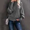 thumbnail image 3 of Ladies Mid Neck Sweater Pullover Sweaters for Women Plus Size Loose Long Sleeve Knit Pullover Sweaters for Women Fashion Solid Color Sweater Pullover Striped Sweaters Top, 3 of 6