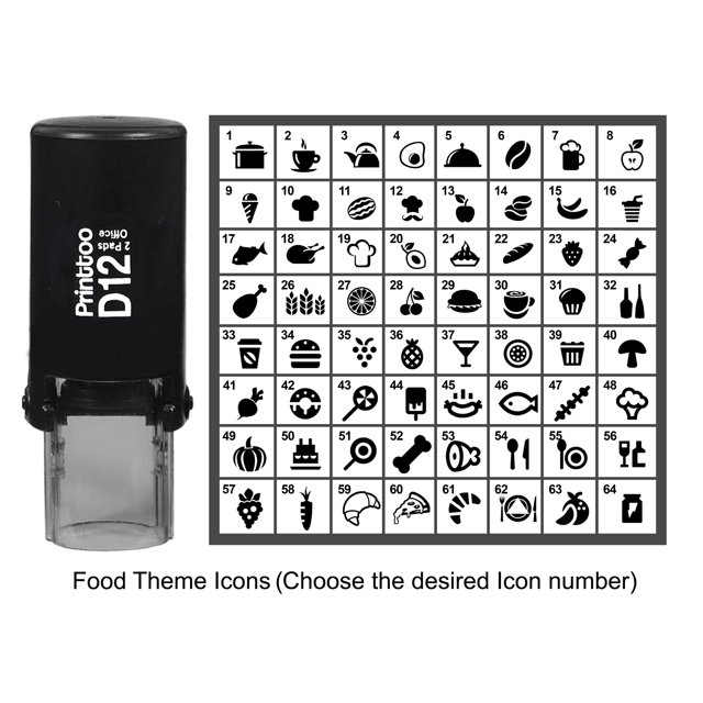 Printtoo Personalized Food Theme Icons Rubber Stamp Self Inking Stamper 12 mm-Violet