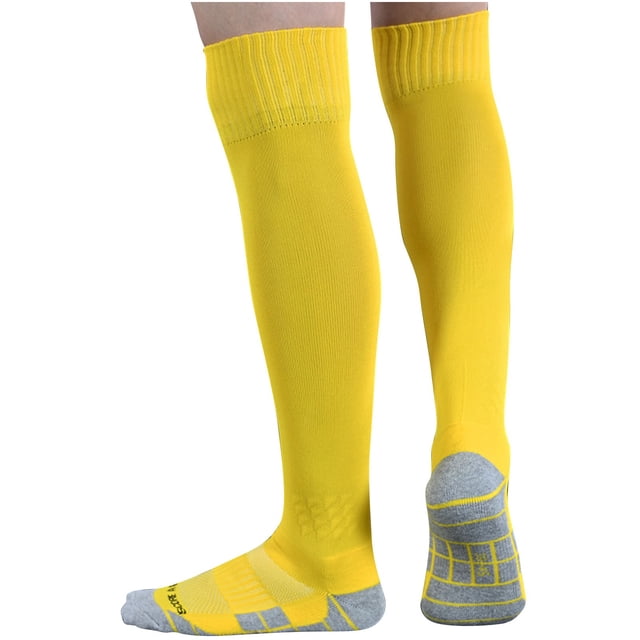 RXIRUCGD Children's Sports Socks Solid Color Football Socks High Tube Socks Knee High Socks( Yellow, Size:M )