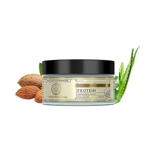 Khadi Natural Crème Capillaire Protéinée pour des Cheveux Doux et Brillants / Crème pour des Cheveux Soyeux 150 g