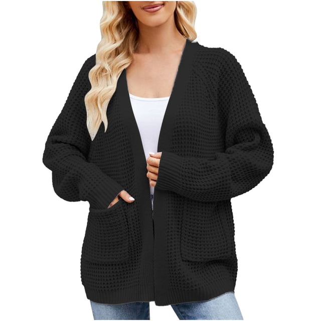 CEHVOM Women's New Mid Length Slouchy Knitted Sweater Cardigan Clearance