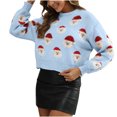 thumbnail image 2 of TIMIFIS Chandails de Noël pour Femmes Décontractés à Col Rond Chandails à Enfiler Hauts Automne Manches Longues Extensibles Flocon de Neige Renne Chandail Tricoté, 2 of 3