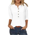 thumbnail image 2 of Aqestyerly T-shirt Ample à Boutons à Manches 3/4 Imprimé pour Femmes, Haut Décontracté à Col Rond Léger et Confortable pour Femmes, 2 of 4