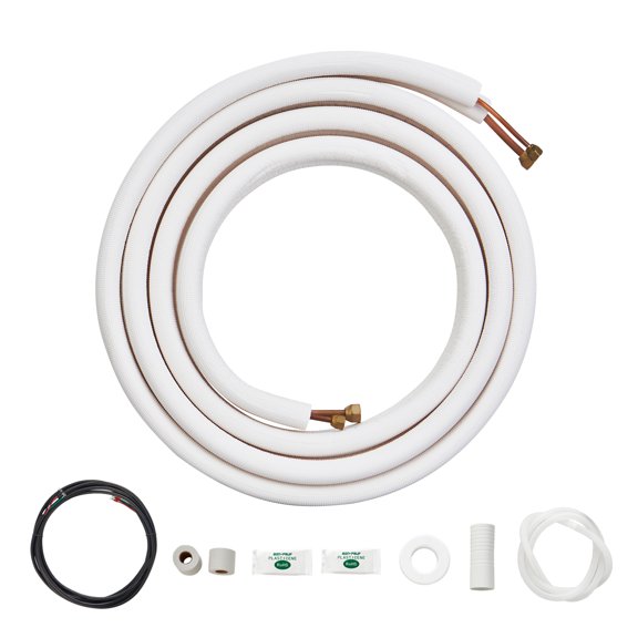 VEVOR 16FT Mini Split Line Set, 1/4" & 3/8" O.D Copper Pipes Tubing and Triple-Layer Insulation