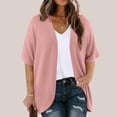 thumbnail image 2 of Plebaso Womens Plus Size Cardigan Short Sleeve Summer Cardigans Open Front Casual Blouses with Pockets, 2 of 7