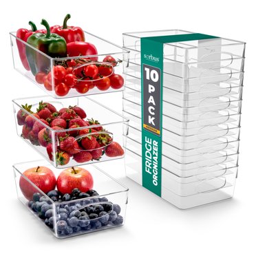Sorbus Bacs de Rangement en Plastique Transparent de Taille Moyenne pour Étagères, Vêtements, avec Poignée - Bacs de Rangement Transparents, Tiroir, Étagère, Garde-Robe, Garde-Manger, Réfrigérateur, Bacs Organisateurs pour Congélateur, Organisateurs et Rangement pour Garde-Robe (Lot de 10)