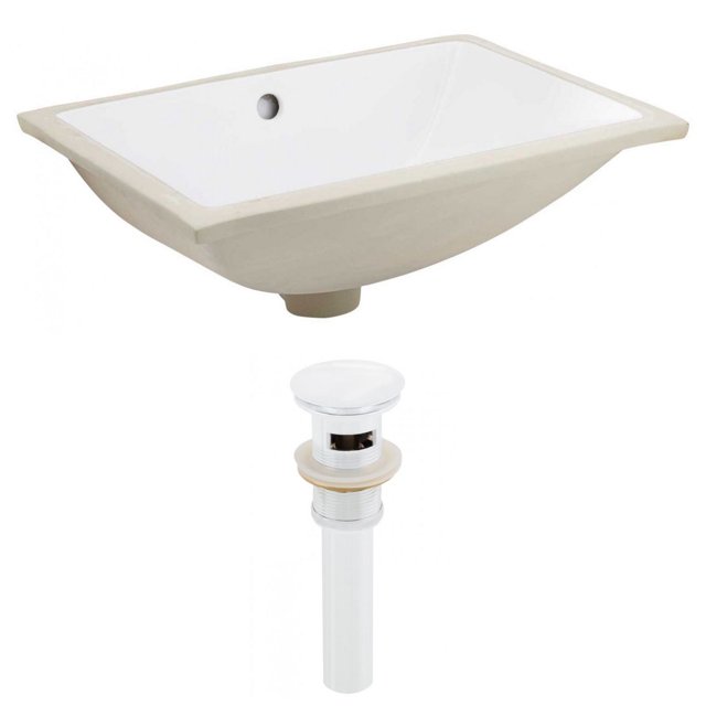 18.25-in. W CUPC Rectangle Bathroom Undermount Sink Set In White - White Hardware - Overflow Drain Incl. AI-24827