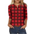 thumbnail image 1 of Birdeem Blouses pour Femmes T-Shirt Imprimé à Boutons Manches 3/4 Ample, 1 of 9